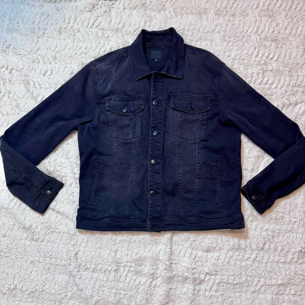 Joe’s Jeans Black Denim Jacket Women’s XL | Classic Minimalist Dark Wash Trucker